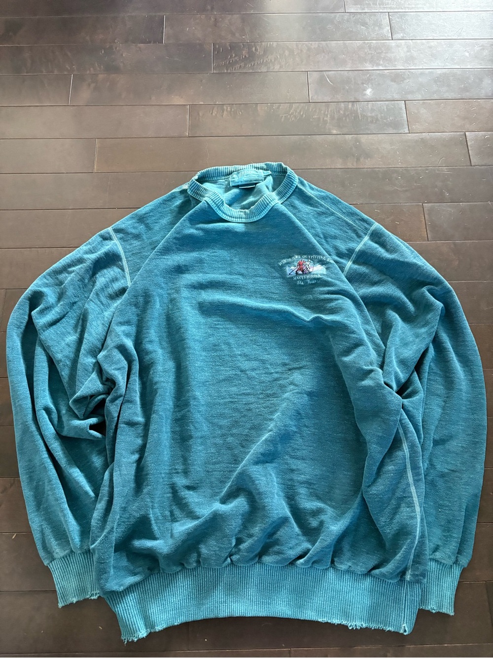 Vintage Men's Teal Crewneck Sweater - Casual Pullover